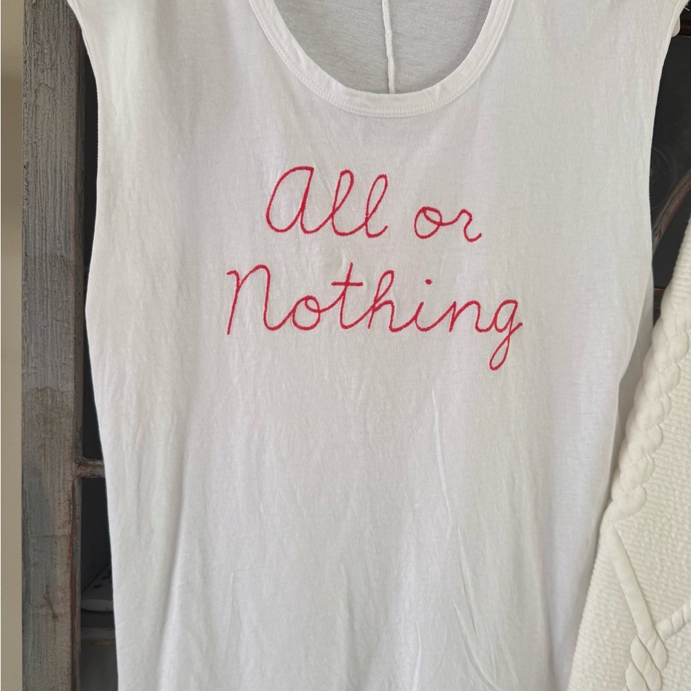 Sundry White Tee with Red Script
